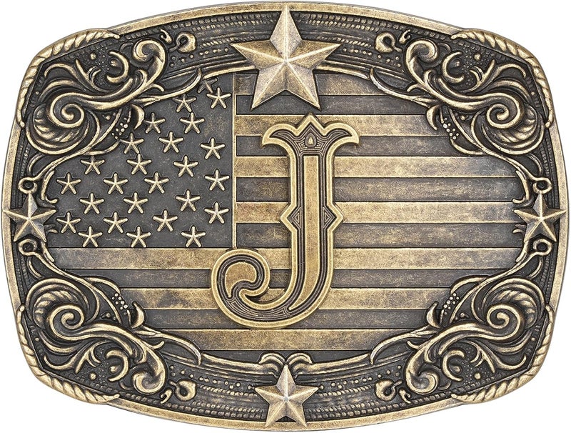 Flipslo Store Western Belt Buckle for Men Women Initial Letter A to Z Cowboy Belt Buckle Texas Buckle hebillas vaqueras para hombre - Image 1